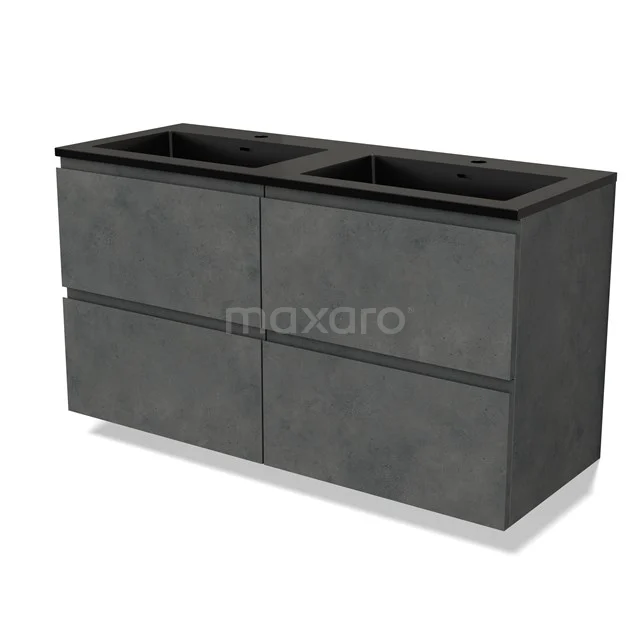 Modulo Vanity units with basin | 120 cm Dark grey concrete Handle-less front Quartz 4 drawers BMW18-01044