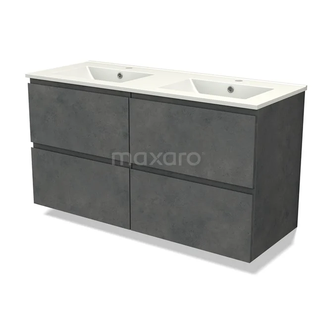 Modulo Vanity units with basin | 120 cm Dark grey concrete Handle-less front Ceramic 4 drawers BMW18-01046