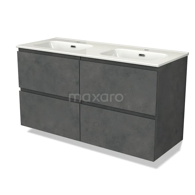 Modulo Vanity units with basin | 120 cm Dark grey concrete Handle-less front Ceramic 4 drawers BMW18-01048