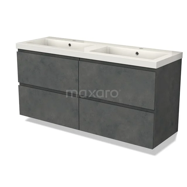 Modulo Vanity units with basin | 140 cm Dark grey concrete Handle-less front Mineral marble 4 drawers BMW18-01051