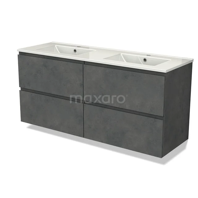 Modulo Vanity units with basin | 140 cm Dark grey concrete Handle-less front Ceramic 4 drawers BMW18-01052