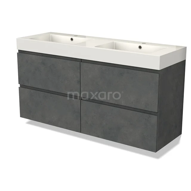 Modulo Waschtische | 140 cm Dunkelgrauer Beton Grifflos front Mineralguss 4 Schubladen BMW18-01053