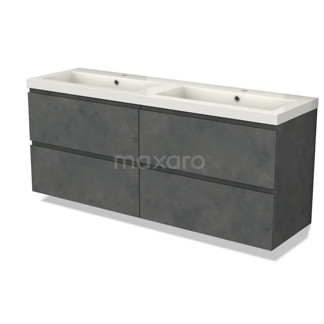 Modulo Vanity units with basin | 160 cm Dark grey concrete Handle-less front Mineral marble 4 drawers BMW18-01054
