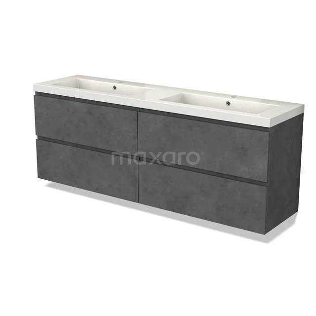 Modulo Waschtische | 180 cm Dunkelgrauer Beton Grifflos front Mineralguss 4 Schubladen BMW18-01055