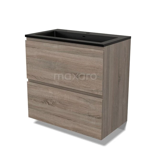 Modulo Vanity units with basin | 80 cm Oak Handle-less front Quartz 2 stacked drawers under each other BMW13-01334