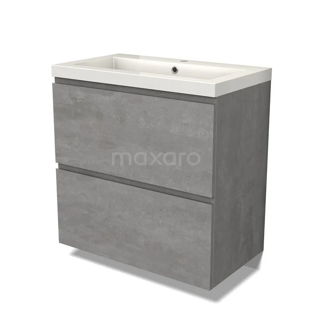 Modulo Bathroom furniture with sink | 80 cm Light grey concrete Handle-less front Mineral marble 2 stacked drawers under each other BMW13-01363 Modulo Bathroom furniture with sink | 80 cm Light grey concrete Handle-less front Mineral marble 2 stacked drawers under each other BMW13-01363