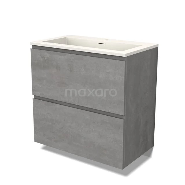 Modulo Bathroom furniture with sink | 80 cm Light grey concrete Handle-less front Solid surface 2 stacked drawers under each other BMW13-01366