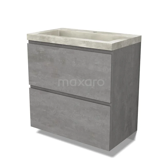 Modulo Bathroom furniture with sink | 80 cm Light grey concrete Handle-less front Concrete 2 stacked drawers under each other BMW13-01371