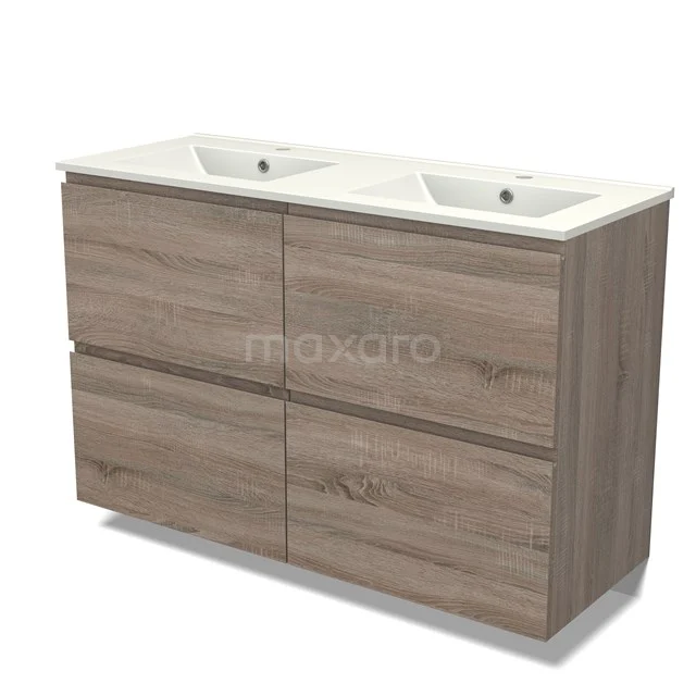 Modulo Vanity units with basin | 120 cm Oak Handle-less front Ceramic 4 high drawers BMW14-00569