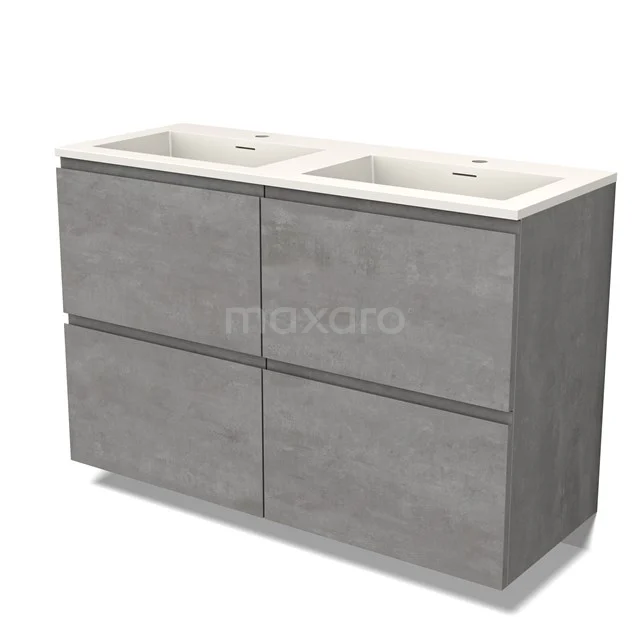 Modulo Vanity units with basin | 120 cm Light grey concrete Handle-less front Solid surface 4 high drawers BMW14-00578