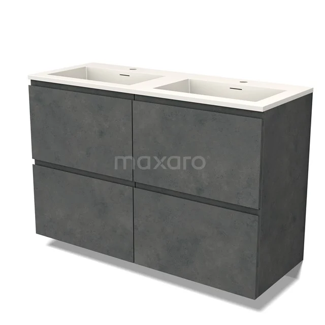 Modulo Bathroom furniture with sink | 120 cm Dark grey concrete Handle-less front Solid surface 4 high drawers BMW14-00593
