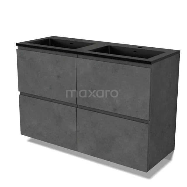 Modulo Vanity units with basin | 120 cm Dark grey concrete Handle-less front Quartz 4 high drawers BMW14-00597
