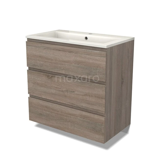 Modulo Vanity units with basin | 80 cm Oak Handle-less front Mineral marble 3 drawers BMW19-02337