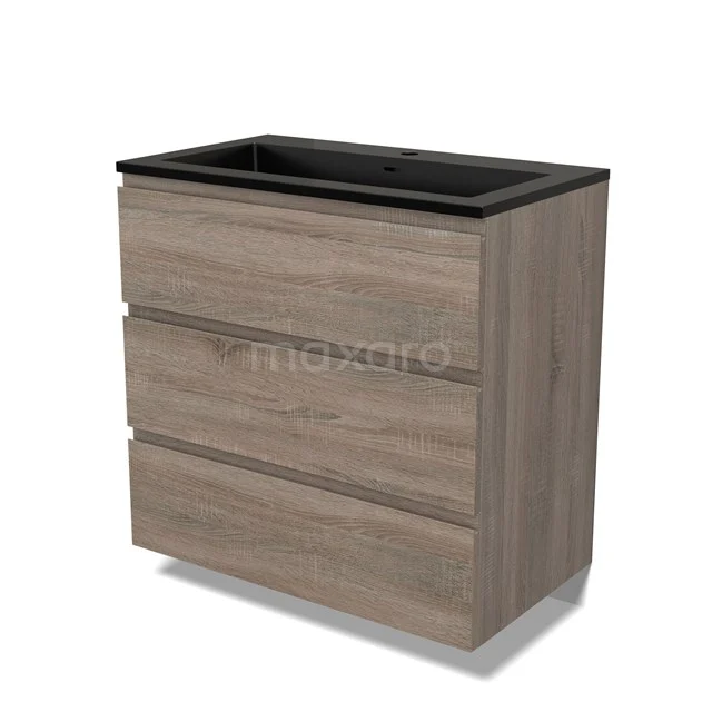 Modulo Vanity units with basin | 80 cm Oak Handle-less front Quartz 3 drawers BMW19-02343