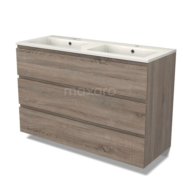 Modulo Vanity units with basin | 120 cm Oak Handle-less front Mineral marble 3 drawers BMW19-02378