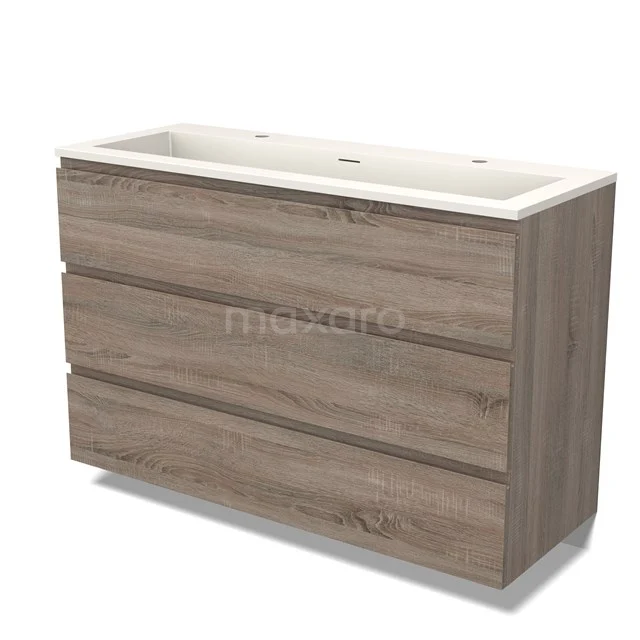 Modulo Waschtische | 120 cm Eiche Grifflos front Solid Surface 3 Schubladen BMW19-02382