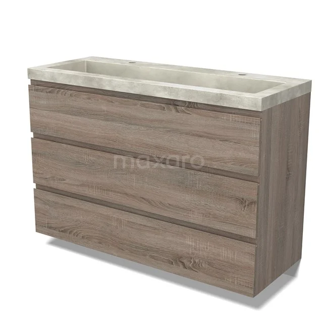Modulo Vanity units with basin | 120 cm Oak Handle-less front Concrete 3 drawers BMW19-02391