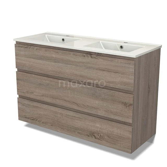 Modulo Vanity units with basin | 120 cm Oak Handle-less front Ceramic 3 drawers BMW19-02393