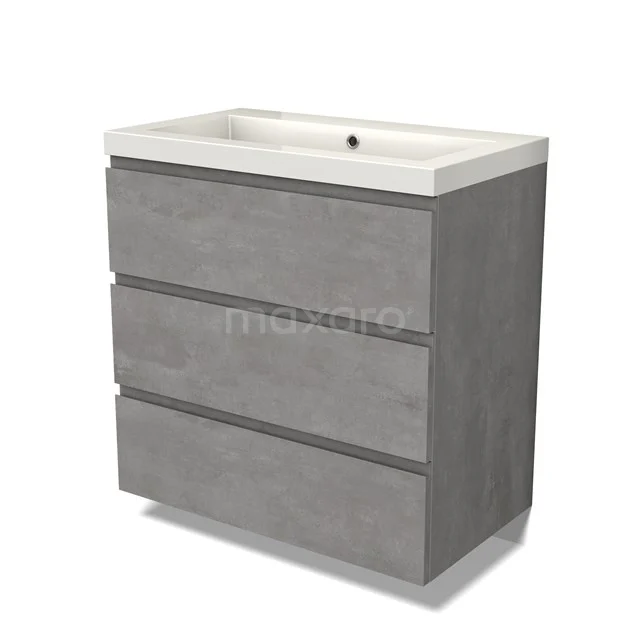 Modulo Vanity units with basin | 80 cm Light grey concrete Handle-less front Mineral marble 3 drawers BMW19-02399