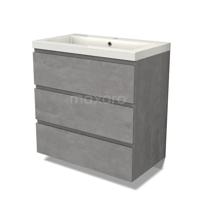 Modulo Vanity units with basin | 80 cm Light grey concrete Handle-less front Mineral marble 3 drawers BMW19-02400