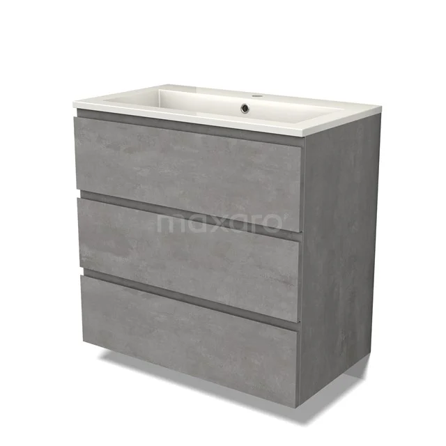 Modulo Vanity units with basin | 80 cm Light grey concrete Handle-less front Mineral marble 3 drawers BMW19-02401
