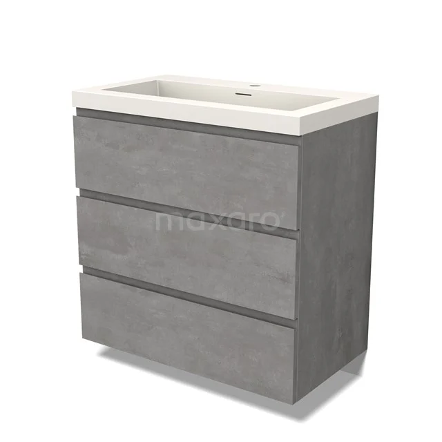 Modulo Bathroom furniture with sink | 80 cm Light grey concrete Handle-less front Solid surface 3 drawers BMW19-02402