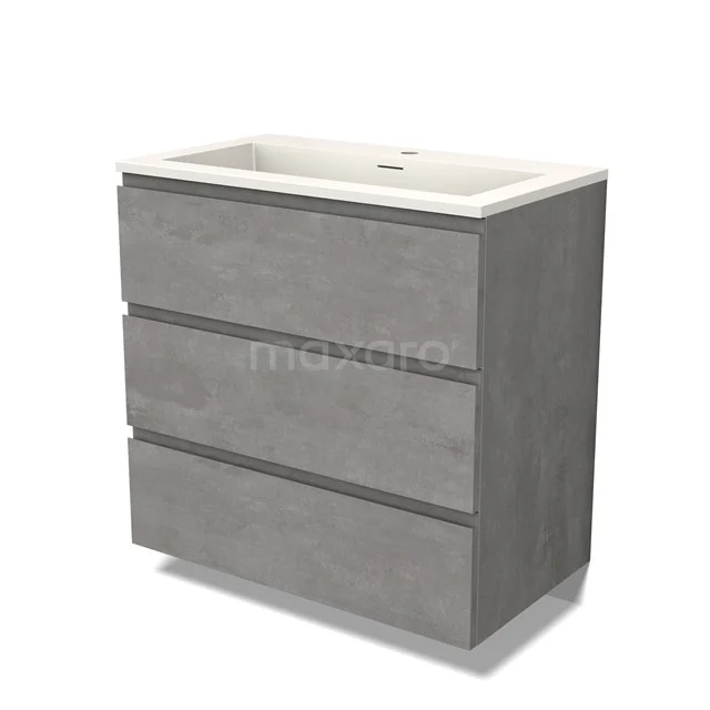 Modulo Bathroom furniture with sink | 80 cm Light grey concrete Handle-less front Solid surface 3 drawers BMW19-02403