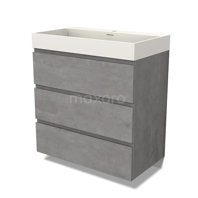 Modulo Vanity units with basin | 80 cm Light grey concrete Handle-less front Solid surface 3 drawers BMW19-02405