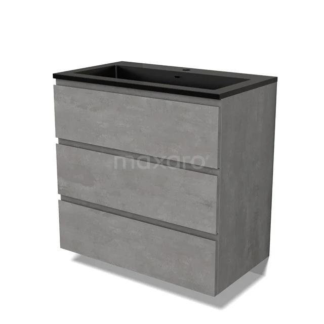 Modulo Vanity units with basin | 80 cm Light grey concrete Handle-less front Quartz 3 drawers BMW19-02407