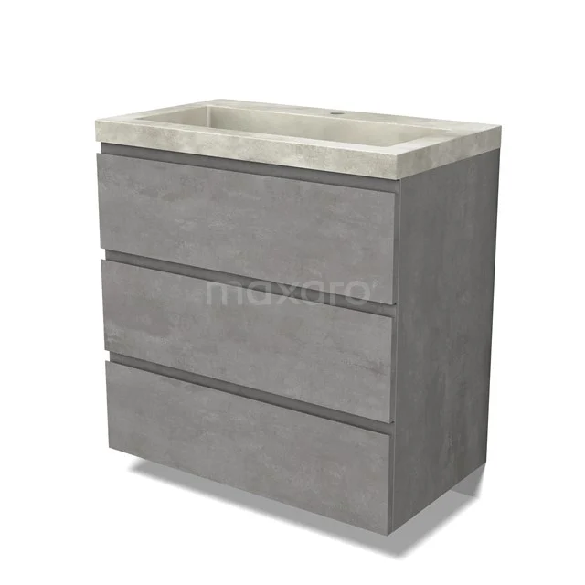 Modulo Vanity units with basin | 80 cm Light grey concrete Handle-less front Concrete 3 drawers BMW19-02408