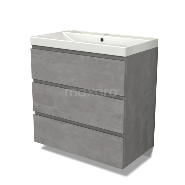 Modulo Vanity units with basin | 80 cm Light grey concrete Handle-less front Ceramic 3 drawers BMW19-02409