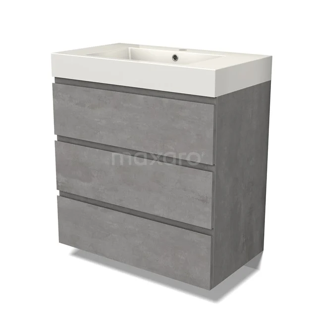 Modulo Vanity units with basin | 80 cm Light grey concrete Handle-less front Mineral marble 3 drawers BMW19-02412