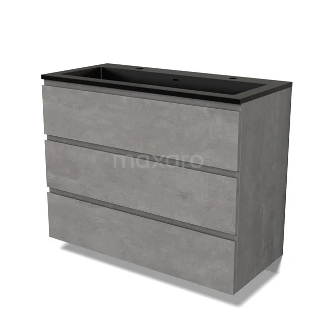 Modulo Vanity units with basin | 100 cm Light grey concrete Handle-less front Quartz 3 drawers BMW19-02427