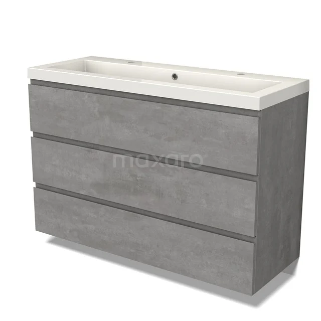 Modulo Vanity units with basin | 120 cm Light grey concrete Handle-less front Mineral marble 3 drawers BMW19-02438
