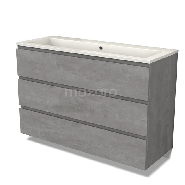Modulo Vanity units with basin | 120 cm Light grey concrete Handle-less front Mineral marble 3 drawers BMW19-02440
