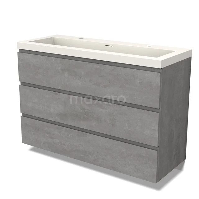 Modulo Vanity units with basin | 120 cm Light grey concrete Handle-less front Solid surface 3 drawers BMW19-02443
