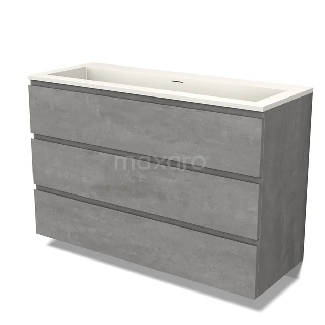 Modulo Vanity units with basin | 120 cm Light grey concrete Handle-less front Solid surface 3 drawers BMW19-02445