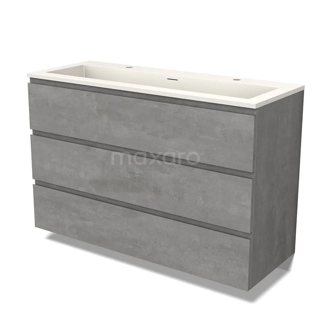 Modulo Vanity units with basin | 120 cm Light grey concrete Handle-less front Solid surface 3 drawers BMW19-02446