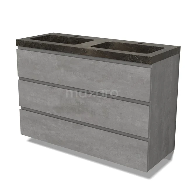 Modulo Vanity units with basin | 120 cm Light grey concrete Handle-less front Natural stone 3 drawers BMW19-02449