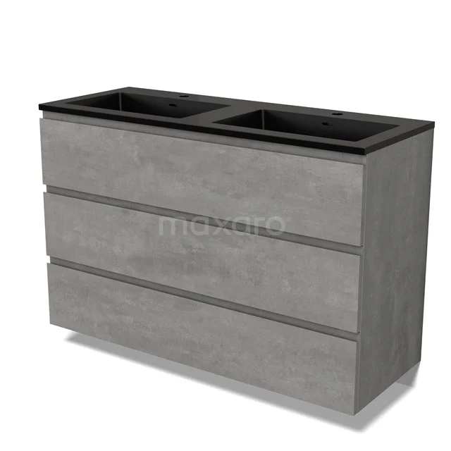 Modulo Vanity units with basin | 120 cm Light grey concrete Handle-less front Quartz 3 drawers BMW19-02454