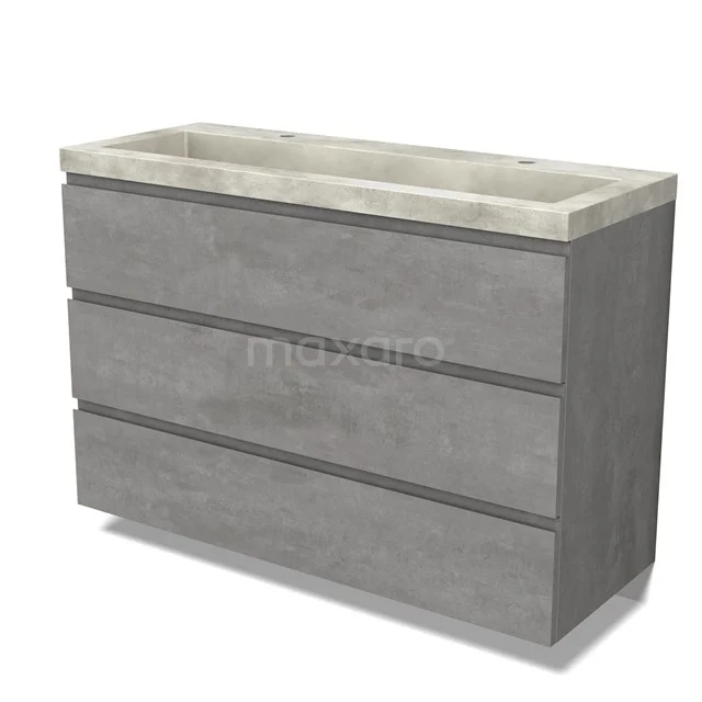 Modulo Bathroom furniture with sink | 120 cm Light grey concrete Handle-less front Concrete 3 drawers BMW19-02455