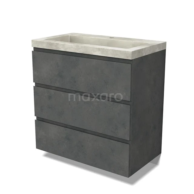 Modulo Vanity units with basin | 80 cm Dark grey concrete Handle-less front Concrete 3 drawers BMW19-02472