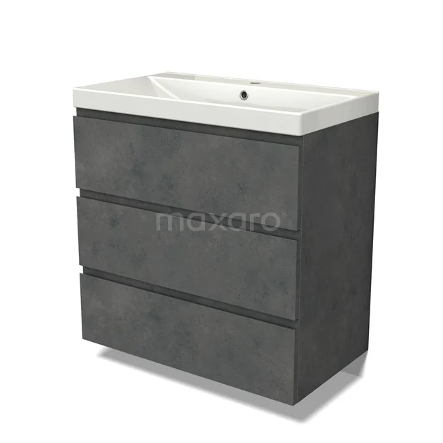 Modulo Vanity units with basin | 80 cm Dark grey concrete Handle-less front Ceramic 3 drawers BMW19-02473