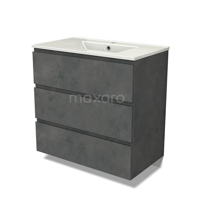 Modulo Vanity units with basin | 80 cm Dark grey concrete Handle-less front Ceramic 3 drawers BMW19-02474
