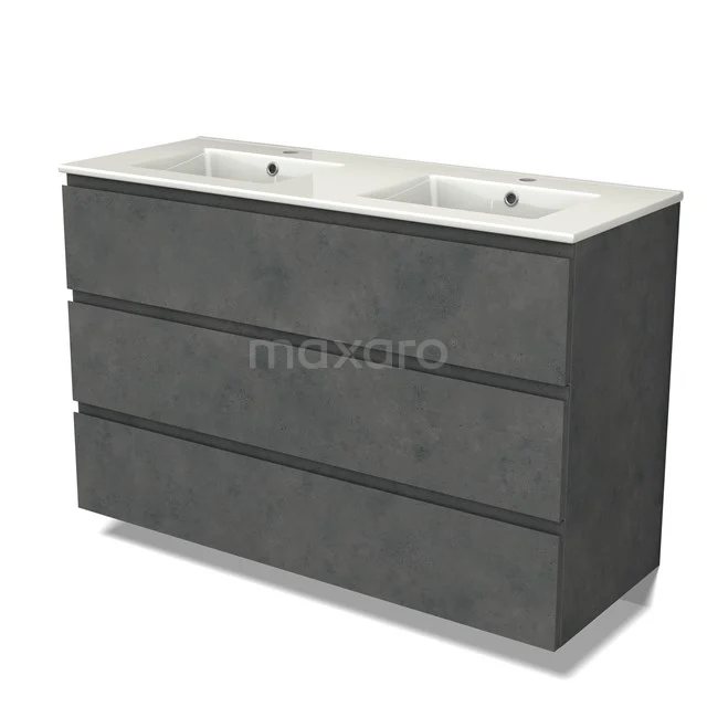 Modulo Bathroom furniture with sink | 120 cm Dark grey concrete Handle-less front Ceramic 3 drawers BMW19-02498