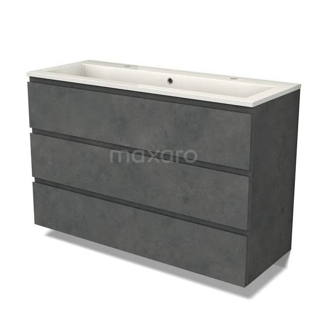Modulo Vanity units with basin | 120 cm Dark grey concrete Handle-less front Mineral marble 3 drawers BMW19-02505