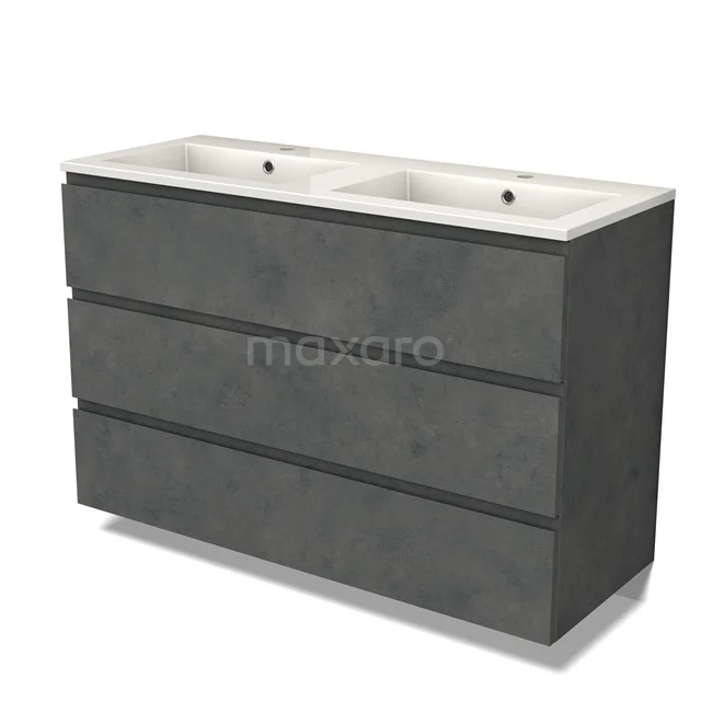 Modulo Vanity units with basin | 120 cm Dark grey concrete Handle-less front Mineral marble 3 drawers BMW19-02506
