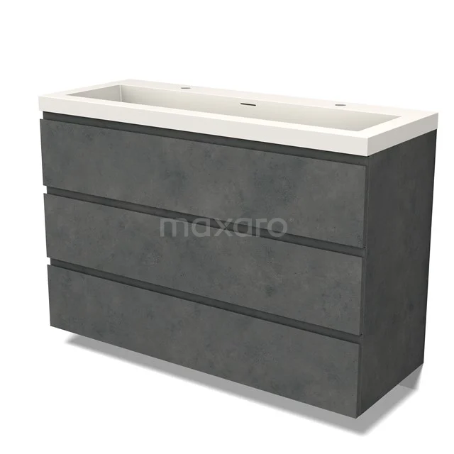 Modulo Bathroom furniture with sink | 120 cm Dark grey concrete Handle-less front Solid surface 3 drawers BMW19-02507