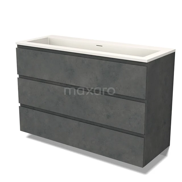 Modulo Vanity units with basin | 120 cm Dark grey concrete Handle-less front Solid surface 3 drawers BMW19-02509