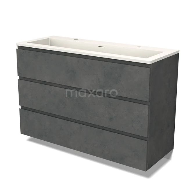 Modulo Bathroom furniture with sink | 120 cm Dark grey concrete Handle-less front Solid surface 3 drawers BMW19-02510